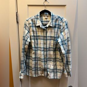 Cream/blush/blue flannel with shoulder gussets